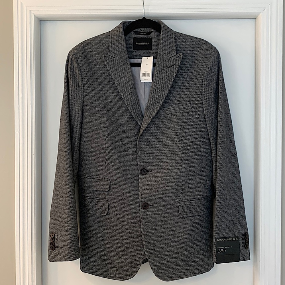 Banana Republic Modern Slim Fit Jacquard Sport Coat Gray 38R NWT